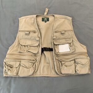 Crystal River Vest Mens XL‎ Beige Cotton Fishing Utility Pockets CR/FV1 Outdoor